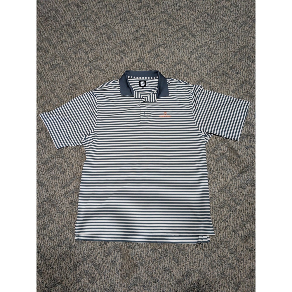 FootJoy Mens XL Dorado Beach Striped Golf Polo Shirt Navy White 1006784